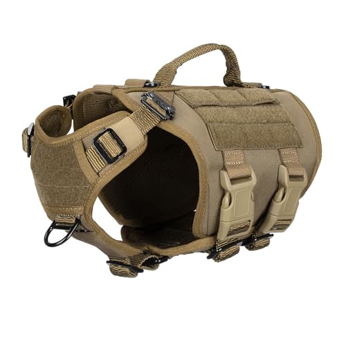 ICEFANG GN3 Tactical Dog Harness with 6X Buckle,Dog Molle Vest with Handle,3/4 Body, Hook and Loop Panel for ID Patch,No Pulling Front Clip (XS (Neck 12"-17"; Chest 17"-23"), Coyote Brown) - color: Coyote Brown, size: XS (Pack of 1)