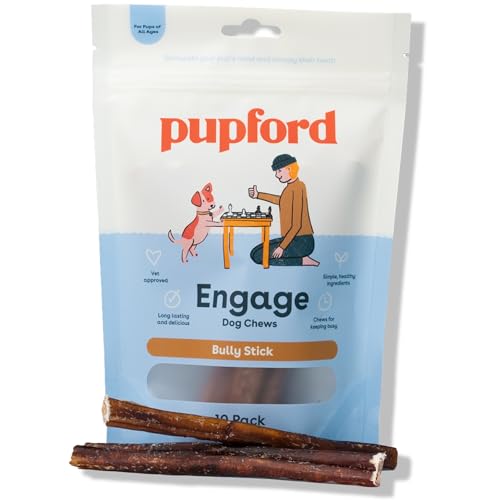Pupford Thick Bully Sticks for Dogs & Puppies, Smoked for Improved Smell, Natural, Long-Lasting, Single Ingredient Chews for Small & Medium Breeds (6", 10 Count) - size: 10 Count (Pack of 1), style: 6 Inch