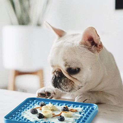 LE TAUCI PET Slow Feeder Dog Bowl, 7.5 Inch Lick Mat for Medium and Large Breed, Anxiety Relief Licking Mat, Puzzle Feeder for Peanut Butter, Treats, Pet Enrichment Toys, Cross Blue - color: Cross Blue