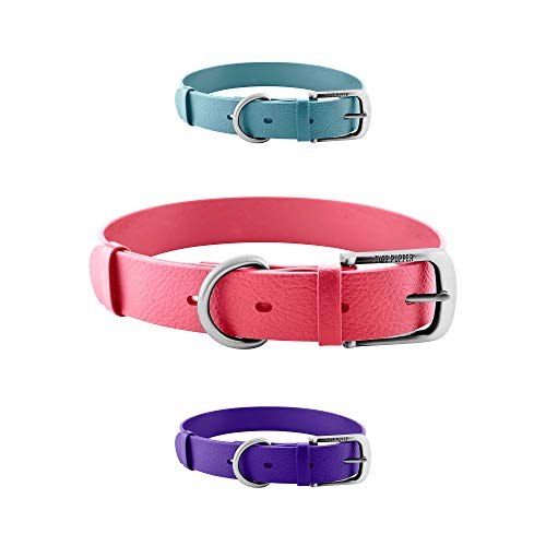 Tuff Pupper Classic Heavy Duty Dog Collar | 10x Stronger Than Leather | 100% Waterproof & Odor Proof Dog Collar | Tough Rust-Proof All Metal Hardware - color: Punch Pink