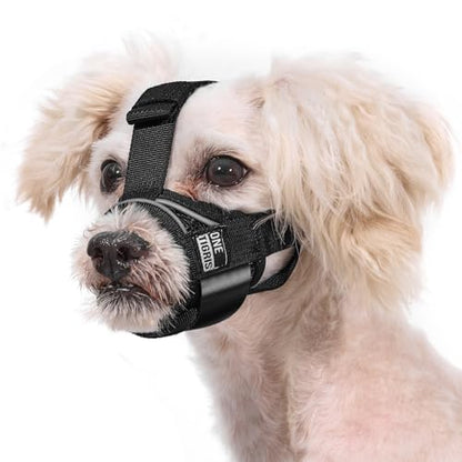 OneTigris Short Snout Dog Muzzle, Small Muzzle for Chihuahua Shih Tzu American Bully Boxer Puppy, Soft Fabric Muzzles for Grooming Vet Visits, Prevent Biting Chewing Fighting(M) - size: M