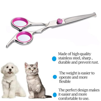 Dog Grooming Scissors, Stainless Steel Dogs Cats Pets Grooming Shears - style: Round head straight scissors