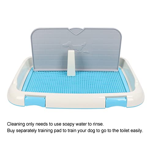 RiToEasysports Dog Potty Tray Indoor Toilet for Small to Medium Dogs Made of Plastic with Wall Cover Easy Clean 66 X 46.5 X 27.5cm (Blue)
