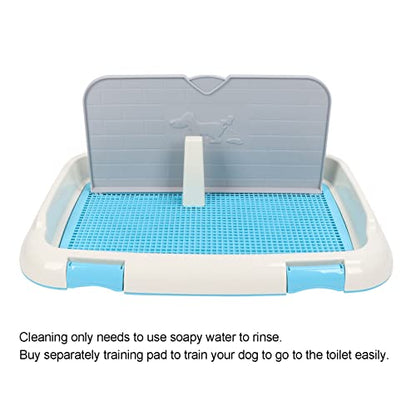 RiToEasysports Dog Potty Tray Indoor Toilet for Small to Medium Dogs Made of Plastic with Wall Cover Easy Clean 66 X 46.5 X 27.5cm (Blue)