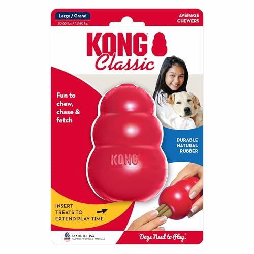 KONG Classic Stuffable Dog Toy - Fetch & Chew Toy for Dogs - Treat-Filling Capabilities & Erratic Bounce for Extended Play Time - Durable Natural Rubber Material - for Large Dogs (Pack of 2) - size: Large(2-Pack)