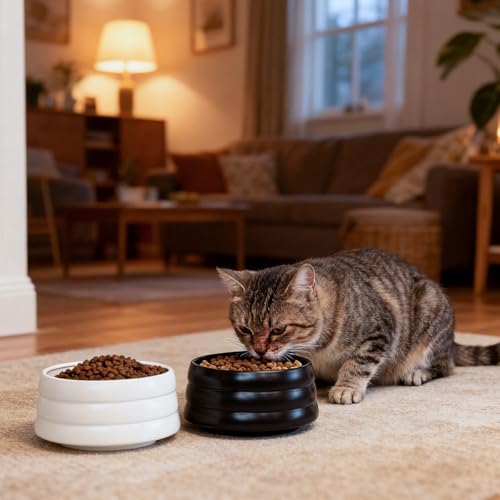 BOBO & Bowl Pet Drinking Bowl (1.2L/40 oz), Food-Grade Ceramic Water Bowl for Small & Medium Dogs - Elevated, Heavy Sturdy, Dishwasher & Microwave Safe, Black - color: Black