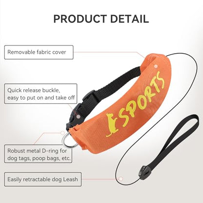 2 in 1 Dog Collar with Retractable Dogs Leash, Adjustable Dog Collar for Medium to Large Dogs
