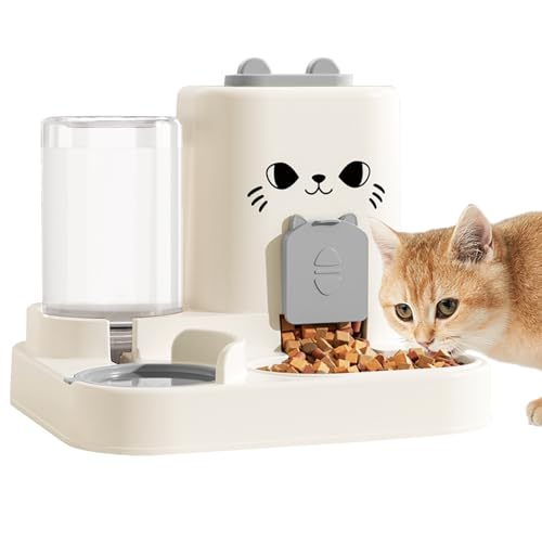 1.6L Auto Gravity Pet Feeder and 0.6L Water Dispenser Set, Automatic Cat Food and Water Dispenser, Gravity Pet Feeder for Small Medium Dog Puppy Cat Kitten (Gray) - color: Gray