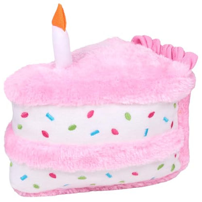 ZippyPaws Birthday Cake- Dog Squeaky Toys to Keep Them Busy, Funny Food Plush for Small, Medium, & Large Dogs, Cute Stuffed Puppy Toy, Pet Products, Gift for Dogs of All Breeds, Soft and Cuddly- Pink - color: Pink