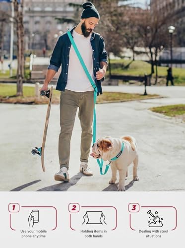 Hands Free Dog Leash, 5.9-8.2ft Multifunctional Crossbody Rope with Explosion-Proof Handle and Adjustable Training Hands Free Leash for Medium Dog Walking Running Hiking Travel Blue-Green - color: Teal