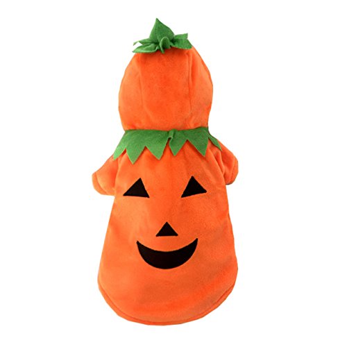 Mogoko Dog Cat Halloween Pumpkin Costume,Pet Cosplay Costumes,Puppy Warm Outfits Fleece Hoodie Animal Autumn Winter Clothes (M Size) - size: M for 5.5~8.0 lbs