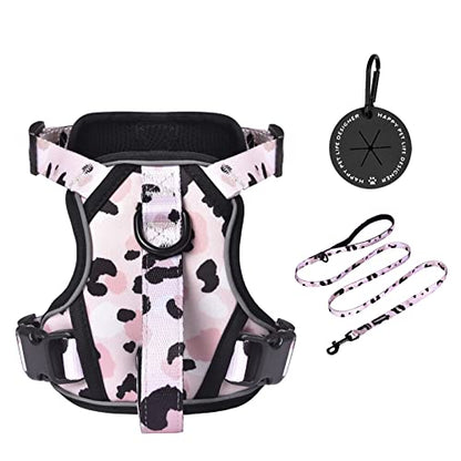 Petmolico Dog Harness for Small Dogs, Cute Harness Vest with Two Leash Clips and Soft Handle, Reflective Easy Walk Puppy Vest - Pink Leopard, Small - color: Pink Leopard, size: Small