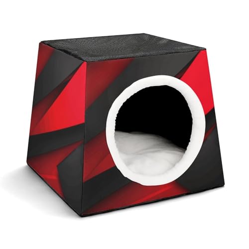 Collapsible Soft Dog Crate Pet Kennel Houses Red Black Printed Lightweight Travel Crate Kennel Indoor & Outdoor, 13.8"x13.8"x11.8"