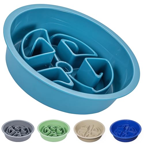 AVERYDAY Slow Feeder Dog Bowls for Large Breeds Fits Raised Feeding Station, Puzzle Dog Food Bowls to Slow Down Eating, Dogs Feeding Bowl with Non-Slip, Slows Feeder Pet Bowl for Wet and Dry Food - color: Slow Feeder Blue, size: 2.5 Cup - Fit 7.5-7.7'' Fe