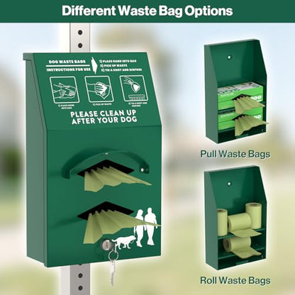POCHAR Aluminum Outdoor Dog Bag Dispenser with Pick Up Sign for Pet Waste | Rust-Proof Wall-Mounted Poop Bag Dispenser for Dog Waste, Includes Lock & Mounting Hardware - style: ‎Dispenser with Sign