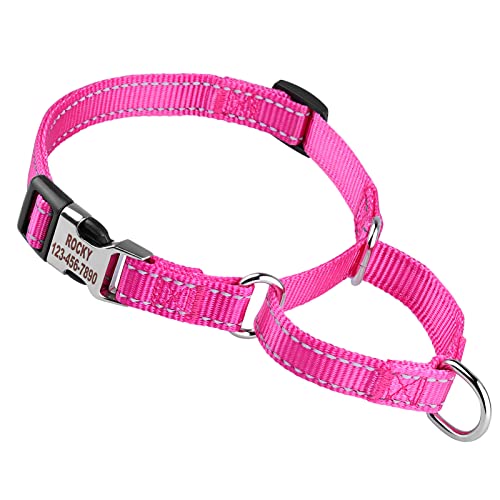 Personalized Martingale Dog Collar-Reflective Martingale Collars with Buckle, Custom Training Martingale Dog Collars Engraved with Name and Phone Number for Small Medium Large Dogs