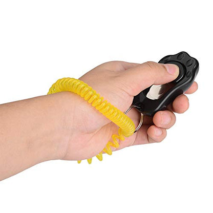 AYNEFY Pet Behavioral Training Clicker, Shaped 3 Gears Adjustable Volume Pet Dog Training Clicker Puppies Training Behaviour Whistle with Wrist Strap(Black) - color: Black