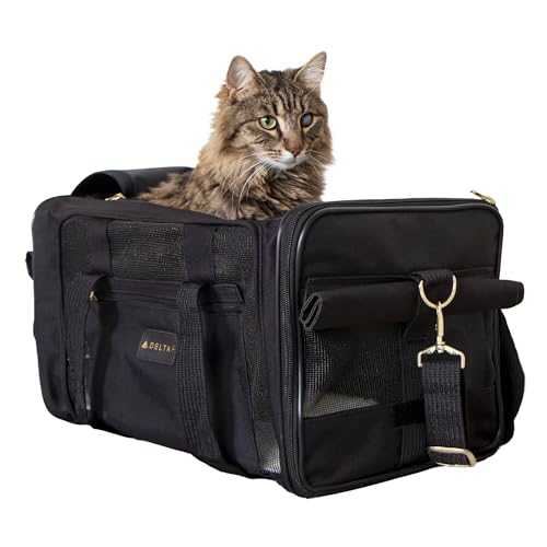 Sherpa Delta Airlines Travel Pet Carrier, Airline Approved & Guaranteed On Board - Black, Medium - size: 18.0"L x 11.0"W x 10.5"H, style: Delta Airlines Pet Carrier
