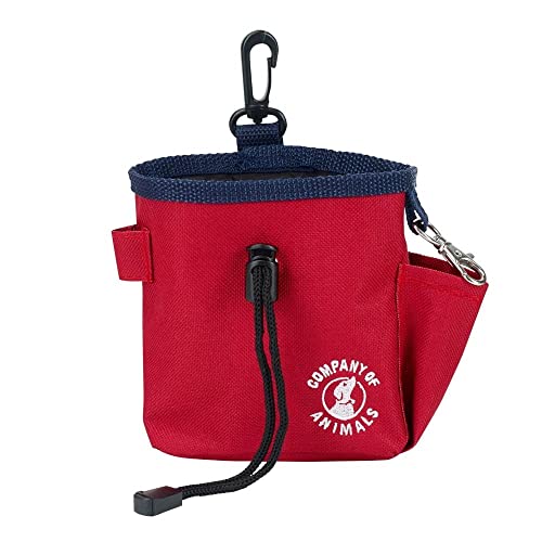 Company of Animals Treat Bag, Red, Zipped Pockets & Drawstring, Clips on Belt, Waistband or Pocket, Waterproof Treats Pouch, Ideal for Dog Walking & Puppy Training - color: Red