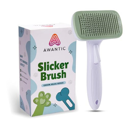 Self- Cleaning Slicker Brush for Dogs Suitable for Short & Long Haired Dogs and Effective Deshedding for Pet Grooming, Undercoat Removal, Tangle-Free Fur, Skin-Friendly Tool for Healthy Coat - size: Medium