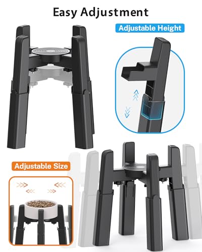 CZPET Dog Bowl Stand with Adjustable Height and Width [Stand Only], Single Raised Pet Water & Food Feeder for Medium & Large Dogs, Stable and Anti-Slip Eelvated Bowl - size: H: 6.3-10.6''; W: 6.1-10.4''