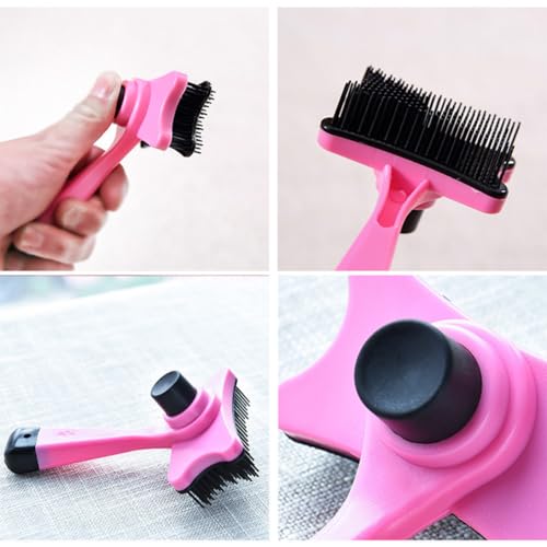 2pcs Pet Grooming Comb Fur Cleaning Tool Hair Knot Remover for Dogs with Soft Massage Teeth, Pink and Orange, Suitable for Dog Hair Grooming and Fur Care