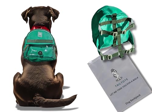 Dog Hiking Backpack Harness Lightweight, Adjustable, and Water-Resistant Pet Poopbag Holder for Outdoor Adventures,Puppy School or Everyday Walks (Medium) - size: Medium