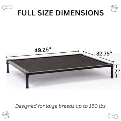 Elevated Dog Bed, Dog Cot for Large Dogs, Aluminum Frame with Chew-Resistant PVC Fabric, Supports Up to 150 lbs, Indoor and Outdoor Use, Hardware Included, 49.25" x 32.75" x 7" - size: Large