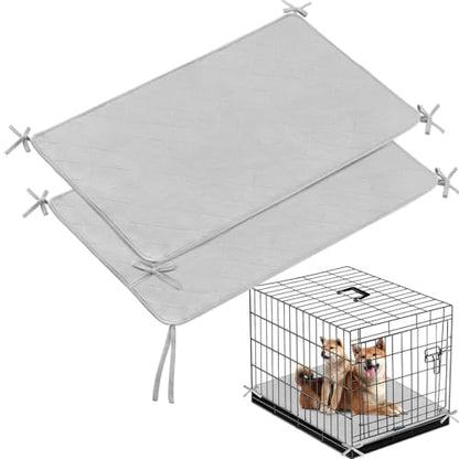 Waterproof Dog Crate Mat with Rope 2 Pack (30’’X19’’), Washable Pee Pads for Dogs, Non-Slip Training Pads for Dogs, Fits 30 Inch Dog Crate - size: Medium 30"X19"