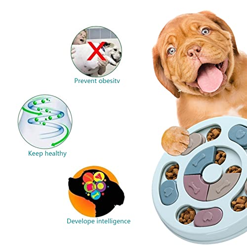 DR CATCH Dog Puzzle,Dogs Food Toys for IQ Training & Mental Enrichment,Dog Treat Puzzle(Blue) - color: Dark blue, size: 9.44" x 9.44" x 1.14"