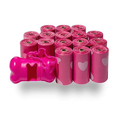 Best Pet Supplies Dog Poop Bags for Waste Refuse Cleanup, Doggy Roll Replacements for Outdoor Puppy Walking and Travel, Leak Proof and Tear Resistant, Thick Plastic - Pink Heart, 240 Bags - color: Pink Heart, size: 240 Bags
