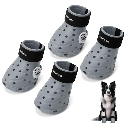 Dog Shoes Breathable Dog Shoe for Hot Pavement, Dog Booties and Paw Protectors, Non-Slip Waterproof Dog Sandals Boots (Gray+Black, L: (3.1’’x2.5'')(L*W)) - color: Gray+Black, size: L: (3.1’’x2.5'')(L*W)