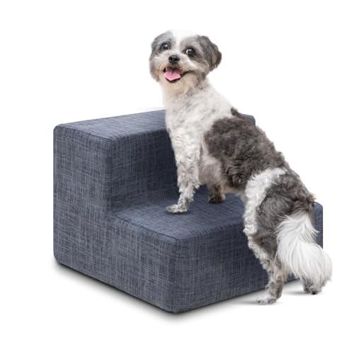 Best Pet Supplies Dog Stairs & Steps - Foam Steps for Small Dogs & Cats, Non-Slip Indoor Balanced Pet Step Support, Dog Ramp, No Assembly, Dark Gray Linen, 2-Step (12-inch Height) - color: Dark Gray Linen, size: H: 12 Inches (Standard)