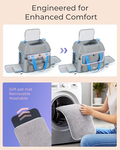 Expandable Cat Dog Carrier: NOBLE DUCK Soft-Sided Pet Carrier Airline Approved Large Small Medium Collapsible Portable Travel Up to 25 Lbs Grey - color: 1-Grey, size: Medium
