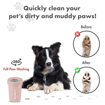 Dexas MudBuster Medium Dog Paw Cleaner, Blush, Fits 1.5"-2.5" Wide Paws, Gentle Silicone Bristles for Quick, Easy Cleaning - color: Blush, size: Medium without Lid