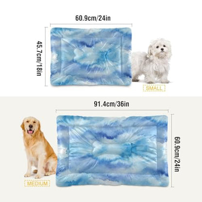 Blue Haze Pattern Pet Bed Mat for Dogs and Cats, Soft Washable Crate Pad with Non-Slip Bottom, Cozy Bed Cushion for Small Medium Large Pets, 18x24 Inch - size: Small