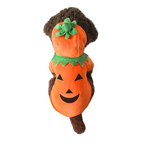 Mogoko Dog Cat Halloween Pumpkin Costumes, Funny Pet Cosplay Dress, Puppy Fleece Hoodie Coat Clothes, Animal Autumn Winter Warm Jumpsuit Outfit Apparel (XL for 12.0~18.0 lbs) - size: XL for 12.0~18.0 lbs