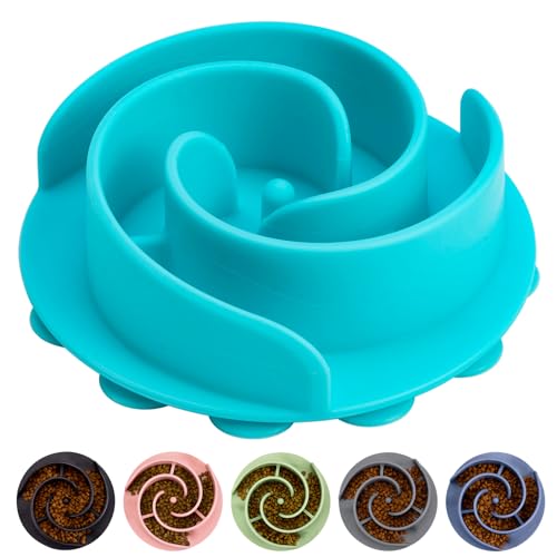 Slow Feeder Dog Bowls Insert, Bestalk Soft Silicone Slow Eating Feeder Insert with Suction Cups for Small, Medium and Large Dogs, Fit into Basic and Elevated Dog Bowls, Teal - color: Teal, size: S