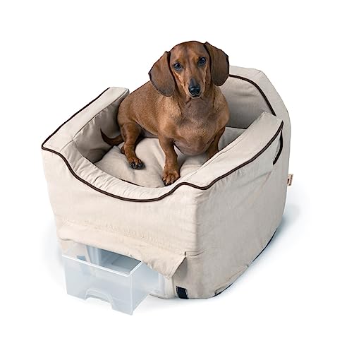 Luxury Lookout II Pet Car Seat in Microsuede Size: Small (up to 18 lbs), Fabric: Buckskin/Java - color: Buckskin with Java, size: Small