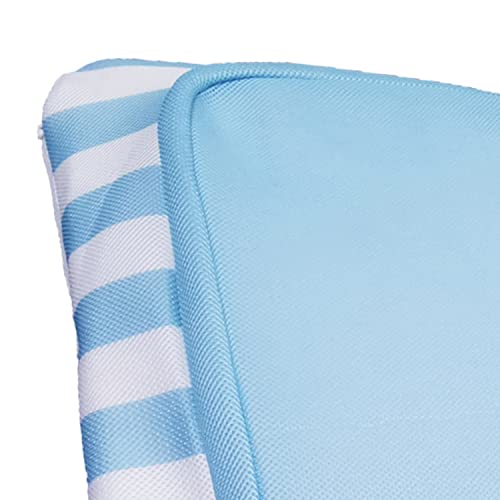 Comfy Floats No Inflate Roll Up Sun Bed Single Person Water Lounger Pool and Lake Float with Pillow Headrest & Removable Soft Mesh Cover, Blue/White