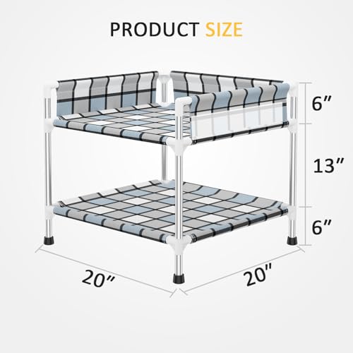 Bedside Window Dog Bunk Bed - Double Elevated Human Dog Bed with Guardrail 2 Layers Window Perch Dogs Cot 2-Tier Bedside Sleeper for Multi-Pet Households (20" x 20" x 24", Double Layer) - size: 20" x 20" x 24"