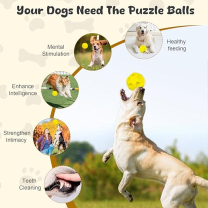 Interactive Dog Puzzle Toys for Boredom, Dogs Enrichment Toys to Keep Them Busy, Dog Treat Balls for Large Dogs, Tough Treat Dispensing Dog Toys - color: Yellow