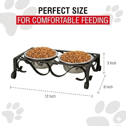 Loving Pets Elevated Dog Bowls – Raised Stainless Steel Dog Bowls with Steel Stand – Non-Skid, No Spill Feeder for Small, Medium & Large Dogs – Easy to Clean, Durable Raised Dog Feeding Station - color: Matte Black, size: 1 Pint