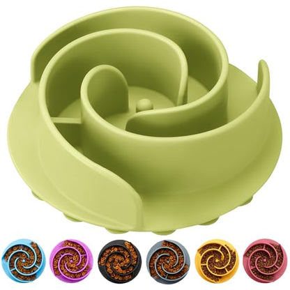 Slow Feeder Dog Bowls Insert, Animire Soft Silicone Slow Eating Dog Food Bowl for Small, Medium and Large Dogs, Compatible with Regular and Elevated Bowls - color: Green, size: M