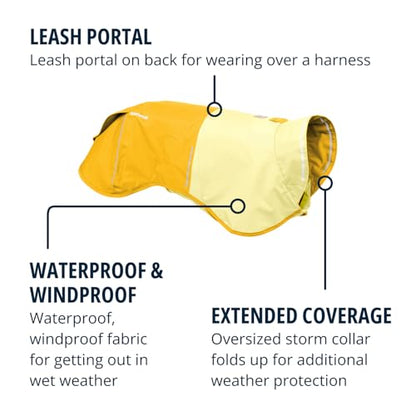 Ruffwear, Sun Shower Dog Raincoat, All-Weather Jacket, Waterproof, Windproof & Lightweight, Mineral Yellow, X-Large - color: Mineral Yellow, size: X-Large