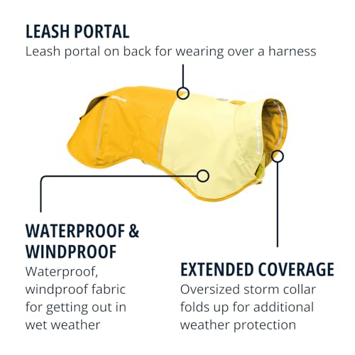Ruffwear, Sun Shower Dog Raincoat, All-Weather Jacket, Waterproof, Windproof & Lightweight, Mineral Yellow, Medium - color: Mineral Yellow, size: Medium