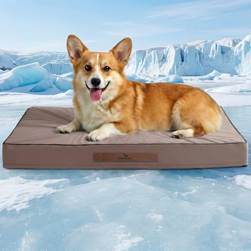 Cooling Dog Bed for Crate, 30 x 20 Inch Orthpedic Cooling Mat for Dogs with Removable Washable Cover, Breathable Egg Crate Foam Anti-Slip Pet Beds, Dusty Rose - color: Dusty Rose, size: 30''x20''x3''