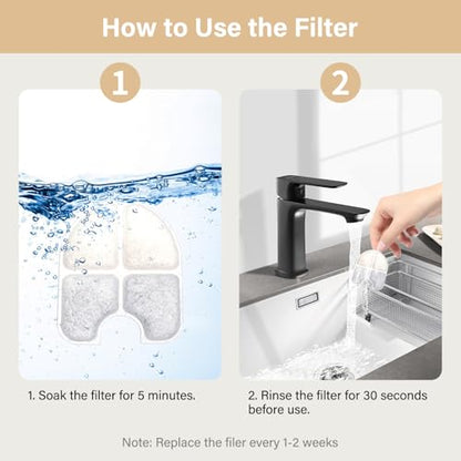 16 Pack Replacement Filters for FEELNEEDY 3Gal/12L Dog Water Dispenser (FN-W13), 8 Month Set for Large Dogs Water Bowl Dispenser, Includes 16 Filters & 16 Sponges