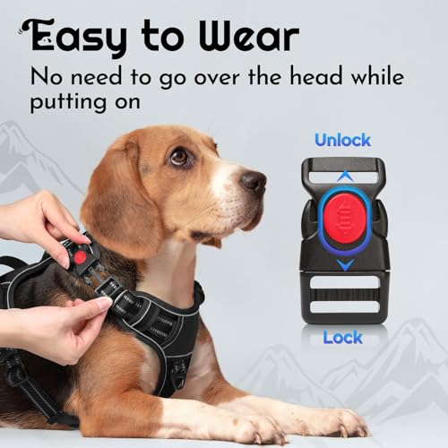 Eagloo Dog Harness Small Sized, Easy Wearing with 3 Buckles, Adjustable No Pull Pet Harness with MOLLE System, No Choke Reflective Vest with Control Handle, Black, S - color: Black, size: Small