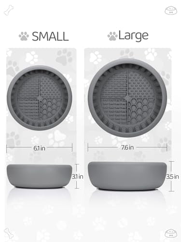 Dog Lick Bowl for Large Dogs, Lick Mat, Slow Feeder Lick Bowl with Brush and Scraper,Strong Suction, Freeze Licking Bowl for Anxiety Relief, Enrichment & Distraction, Dishwasher Safe 7.6 * 3.5 inch - color: Gray